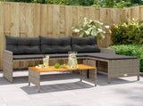 Garden Sofa with Table and Cushions L-Shaped Grey Poly Rattan 365582