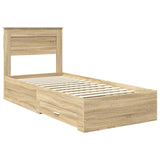 Bed Frame with Drawer Sonoma Oak 100 x 200 cm Engineered Wood 3410021