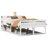 Bookcase Bed without Mattress White 140x190 cm Solid Wood Pine 3321966