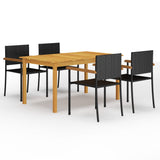 ZNTS 5 Piece Garden Dining Set Black 3067808