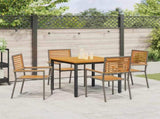 Garden Dining Set 5 pcs Grey and Brown Poly Rattan 3365494
