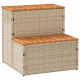Hot Tub Step Beige 50x50x50,5 cm Poly Rattan and Solid Acacia 4103942
