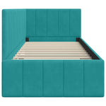 Corner Bed Frame with Headboard Turquoise 80 x 200 cm Velvet 42016295
