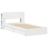 Bed Frame with Storage White 75 x 190 cm Engineered Wood 3433531