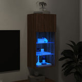 TV Cabinet with LED Lights Brown Oak 40.5x30x90 cm 837055