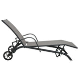 Sun Lounger Grey Powder-Coated Steel 200 x 58 x 32 cm 47845