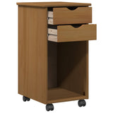 Rolling Cabinet 34 x 39 x 65.5 cm Solid Pine Wood Honey Brown 42028352