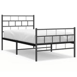 Metal Bed Frame without Mattress with Footboard Black 100x190cm 355671