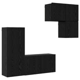 TV Cabinet Wall-mounted 4 pcs Black Oak Engineered Wood 3402766