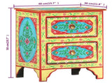286158 Hand Painted Bedside Cabinet 40x30x50 cm Solid Mango Wood