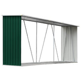 Garden Log Storage Shed Galvanised Steel 330x84x152 cm Green 47083