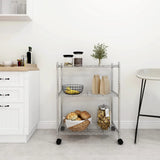 ZNTS 3-Tier Storage Rack with Wheels 60x35x81 cm Chrome 150 kg 324625