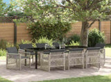 Garden Dining Set 9 pcs Light Grey Poly Rattan 3380640