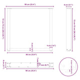 Dining Table Legs U-Shaped 2 pcs Natural Steel 90x cm Steel 4013195