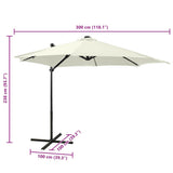 Cantilever Garden Parasol with Pole and LED Lights Sand 300 cm 312328
