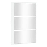 Shoe Cabinet with Mirror 3-Layer High Gloss White 63x17x102.5 cm 342637