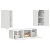 TV Wall Cabinet Set Wall-mounted 4 pcs White Engineered Wood 3408907