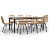9 Piece Garden Dining Set Poly Rattan 3157893