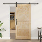 Sliding Door Natural and Black 86 x 198.5 cm Solid Pine Wood 3333202