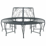 Tree Bench 8-Seater 160 x 89 cm Steel Silver Grey Round 42029529