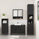 ZNTS 3 Piece Bathroom Furniture Set Black Engineered Wood 3301040