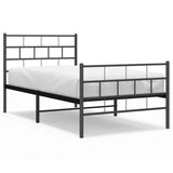 Metal Bed Frame without Mattress with Footboard Black 100x200cm 355672