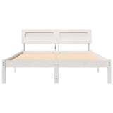 Bed Frame with Headboard White 135 x 190 cm Solid Pine Wood 872786