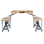 Folding Camping Table with 4 Seats Steel Aluminium 47687