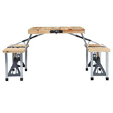 Folding Camping Table with 4 Seats Steel Aluminium 47687