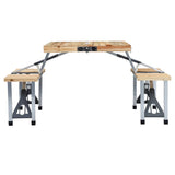Folding Camping Table with 4 Seats Steel Aluminium 47687