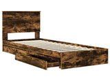 Storage Bed with Drawer Smoked Oak 75 x 190 cm Engineered Wood 3411261