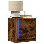 ZNTS Bedside Cabinets with LED Lights 2 pcs Smoked Oak Engineered Wood 852056