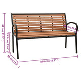 Garden Bench Black and Brown 116 cm Steel and WPC 319579