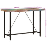 ZNTS Bar Table 150x70x107 cm Solid Wood Reclaimed and Iron 356374