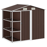 Garden Shed with Rack Brown 205x130x183 cm Iron 47105