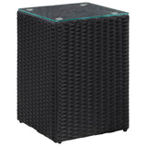 Side Tables 3 pcs with Glass Top Black Poly Rattan 46984