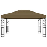 Gazebo with Double Roof&LED String Lights 3x4 m Taupe 3070313