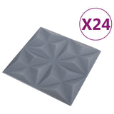 Wall Panels 24 pcs Origami Grey 50 x 50 cm XPS Foam 42046034