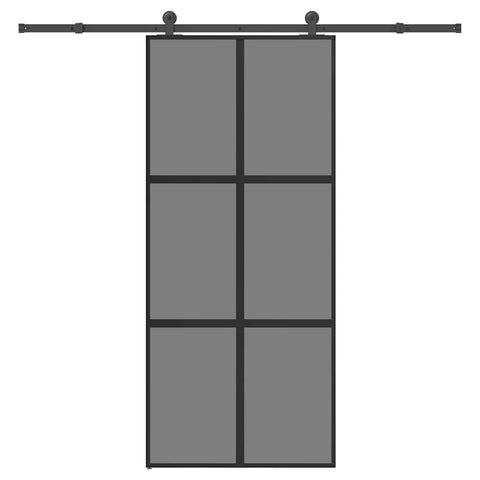 ZNTS Sliding Door with Hardware Set 90x205 cm Tempered Glass&Aluminium 3332987