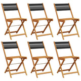 Folding Garden Chairs 6 pcs Black Solid Wood Acacia 3214602