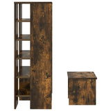 Shoe Cabinet with Shelf 2 pcs Smoked Oak Engineered Wood 8000384