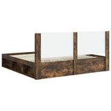 Bed Frame with Storage and Headboard Smoked Oak 180 x 200 cm 3413825