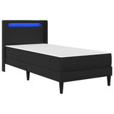 Bed Frame with LED Strip Lights Black 90 x 190 cm Faux Leather 3415280