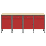 Work Cabinet with Drawer 4 pcs Red and Grey 200 x 55 x 85 cm 3321385