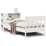 Bookcase Bed without Mattress White 75x190 cm Small Single Solid Wood Pine 3323207
