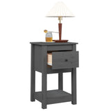 ZNTS Bedside Cabinet Grey 40x35x61.5 cm Solid Wood Pine 821733