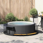 ZNTS Hot Tub Surround with Storage and Wooden Step Black Poly Rattan 365610