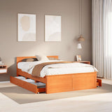 Bed Frame without Mattress with Headboard Wax Brown 140x190 cm Solid Wood Pine 3308779