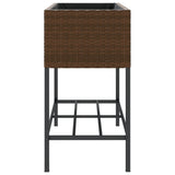 Garden Planter with Shelf Brown Poly Rattan 366385