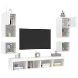 8 Piece TV Wall Units with LED White Engineered Wood 3216590